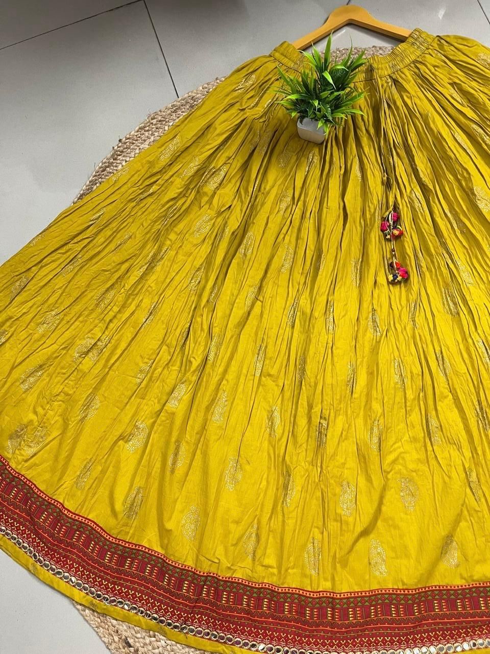 Cotton yellow Siyali Indian Skirt