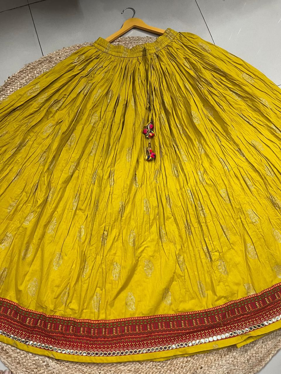 Cotton yellow Siyali Indian Skirt