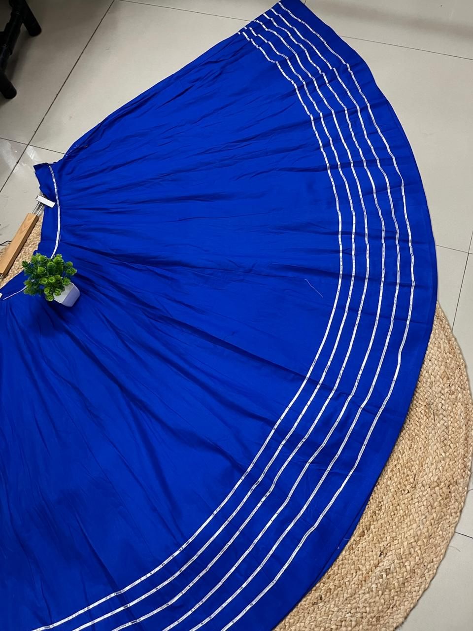 Garba Royal Blue Kannu Cotton Skirt