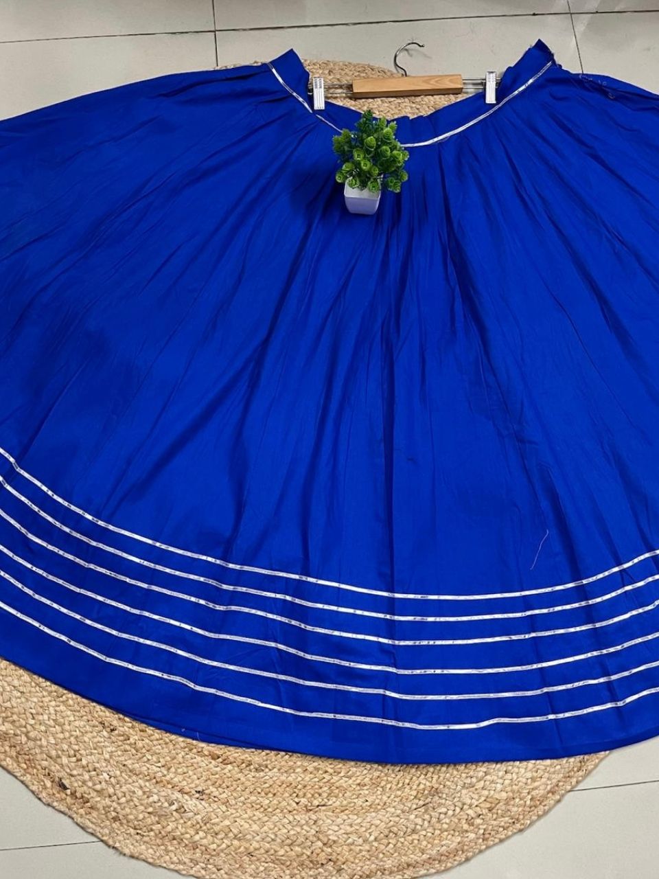 Garba Royal Blue Kannu Cotton Skirt