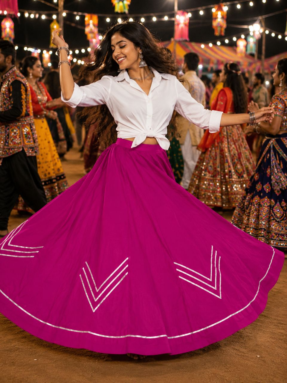 Garba Fuchsia Madhurima Cotton Skirt
