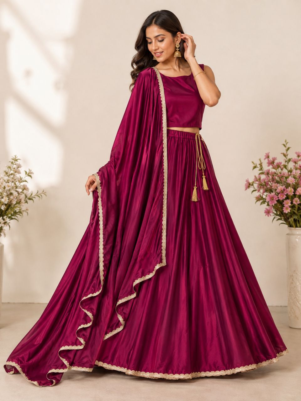 Rangoli Silk Maroon Ruhi Festive Lehenga