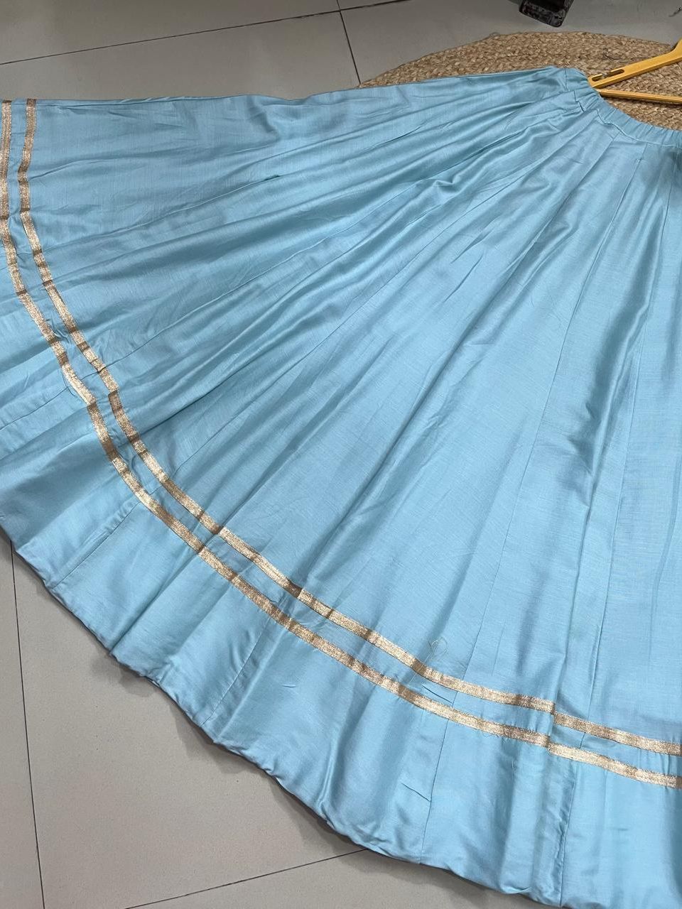 Garba Flared Blue Bhavna Rayon Cotton Indian Skirt