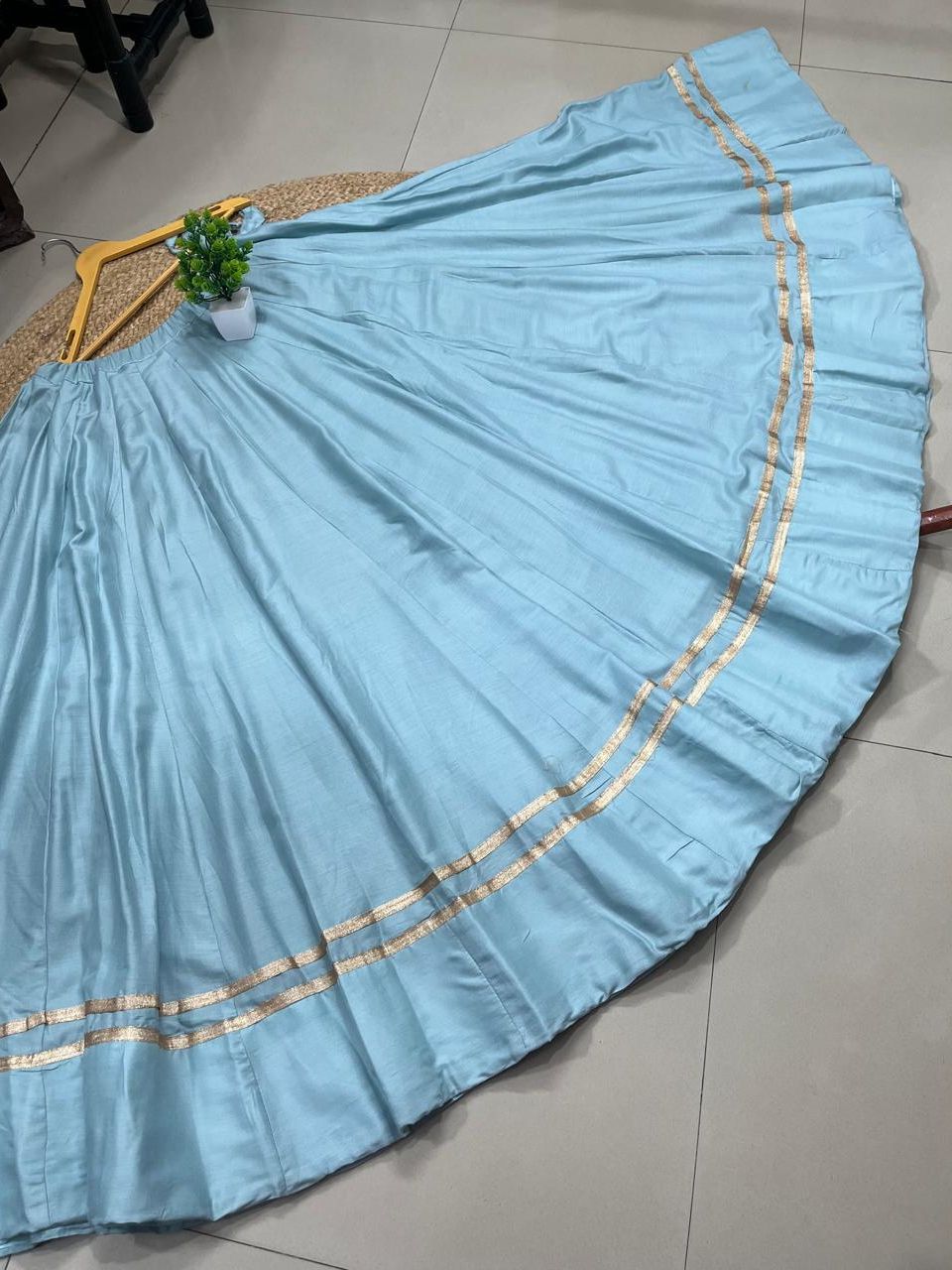 Garba Flared Blue Bhavna Rayon Cotton Indian Skirt