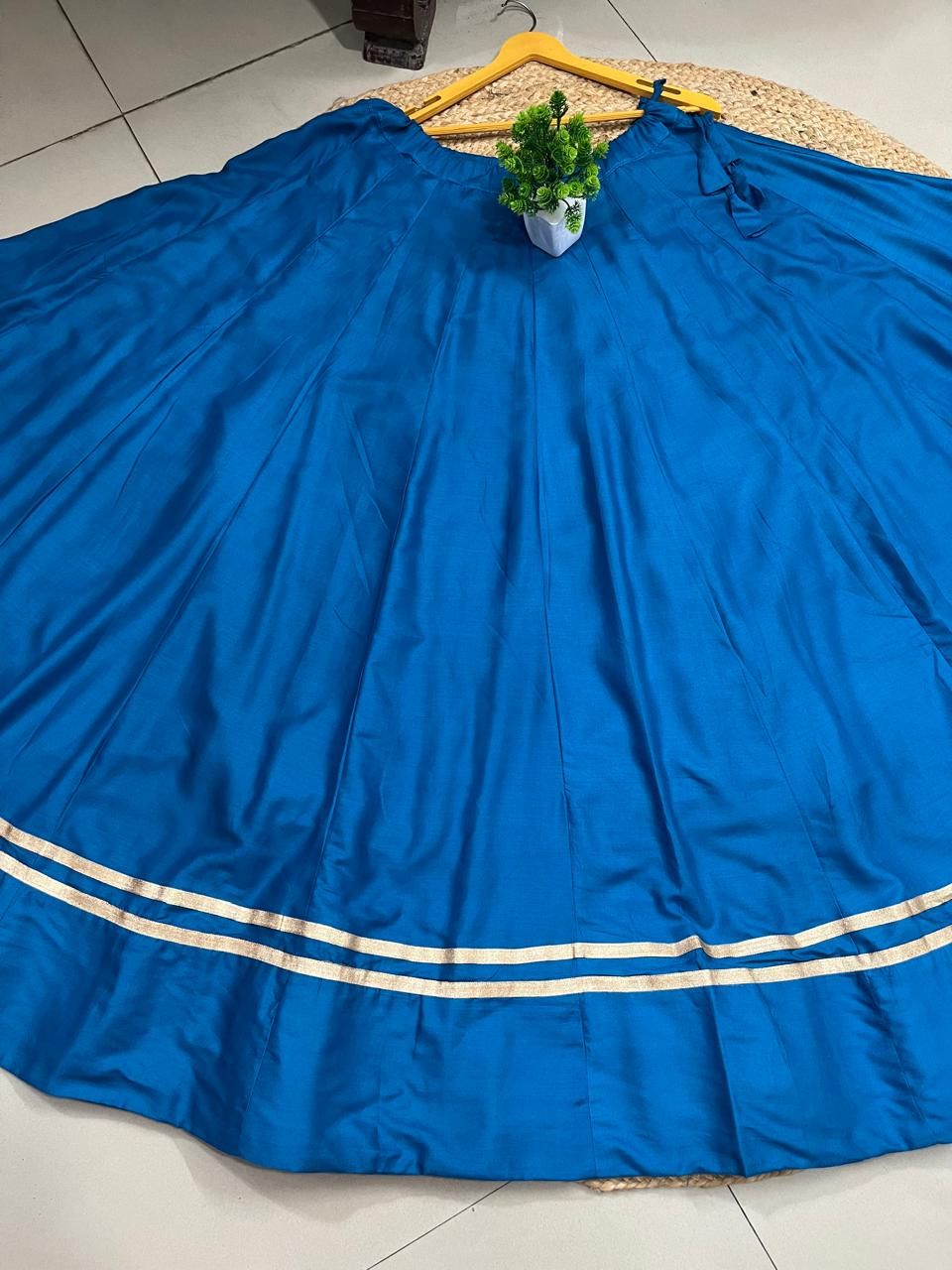 Garba Flared Blue Bani Rayon Cotton Indian Skirt