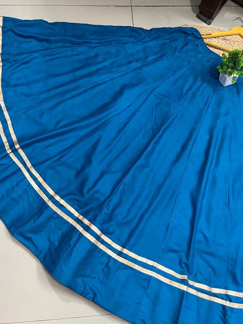 Garba Flared Blue Bani Rayon Cotton Indian Skirt