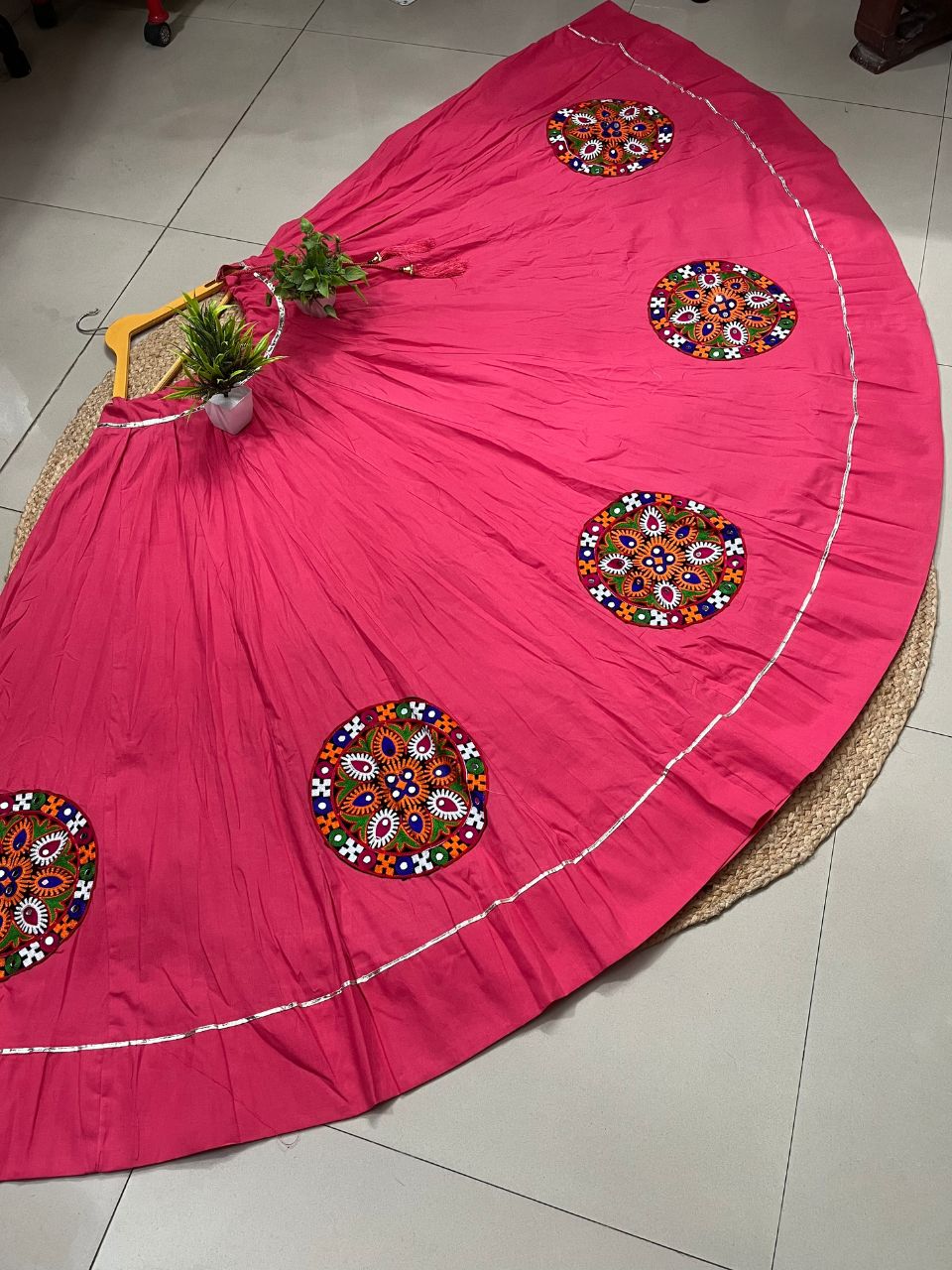 Garba Flared Rani Pink Rati Cotton Indian Skirt