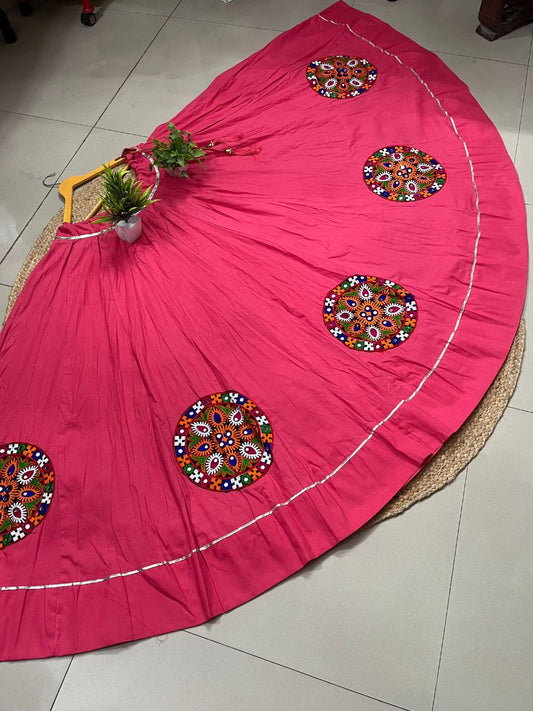 Garba Flared Rani Pink Rati Cotton Indian Skirt
