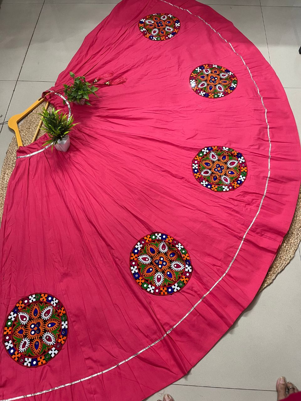 Garba Flared Rani Pink Rati Cotton Indian Skirt