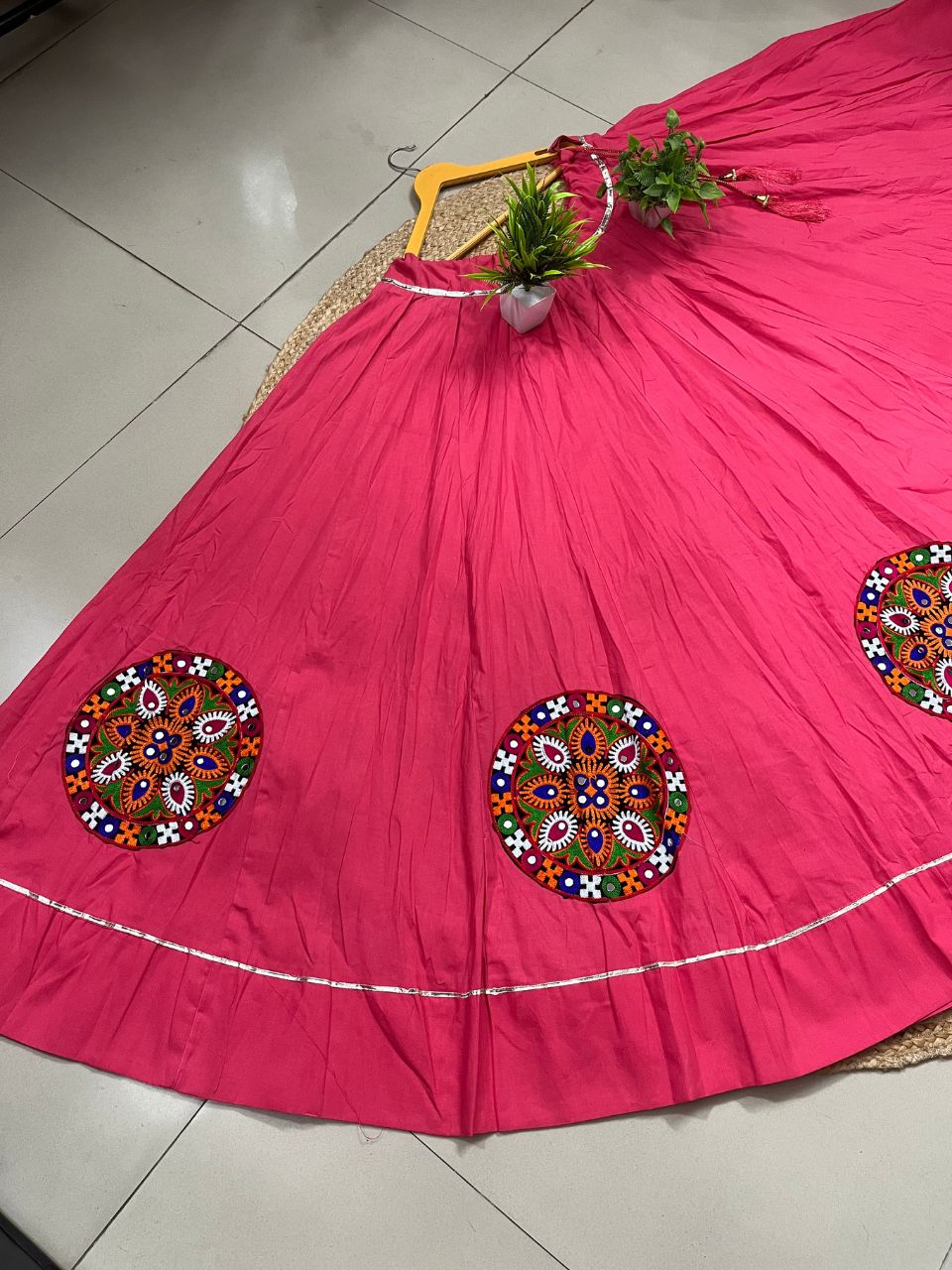 Garba Flared Rani Pink Rati Cotton Indian Skirt