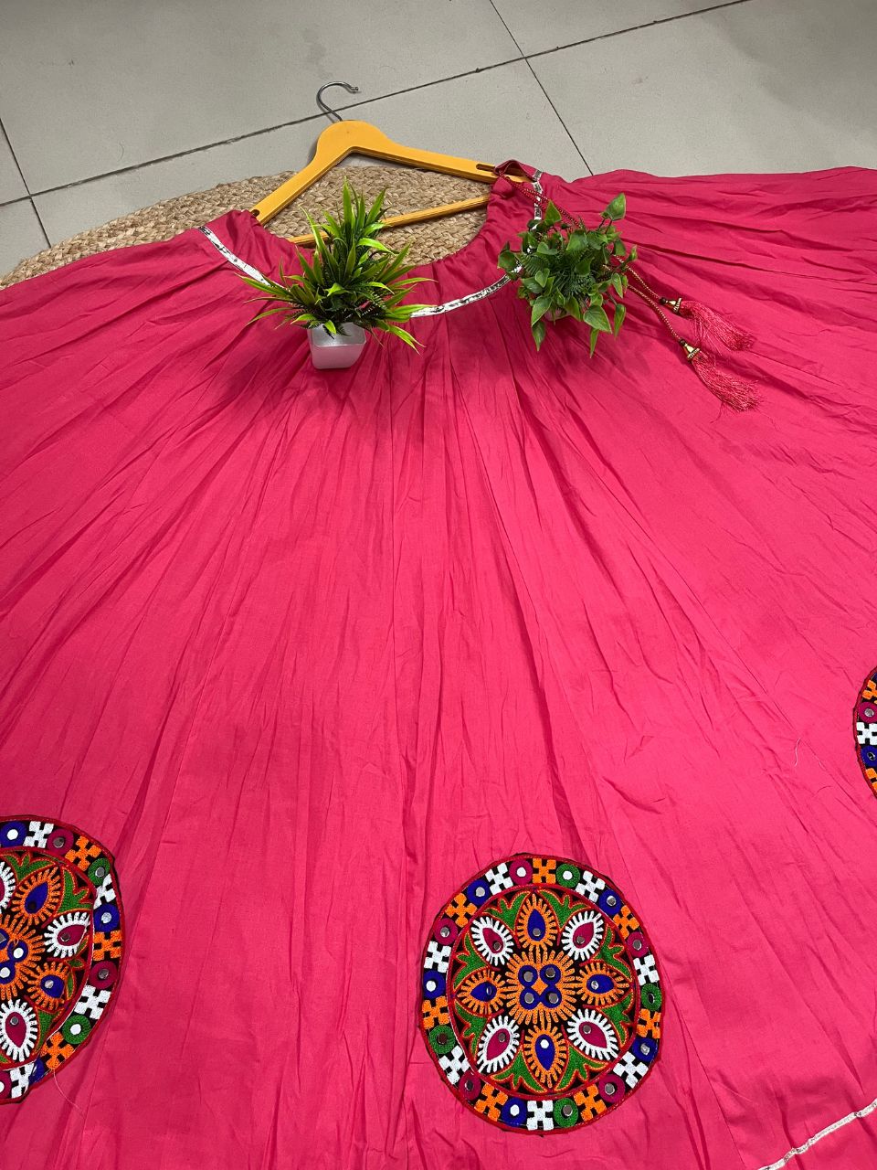 Garba Flared Rani Pink Rati Cotton Indian Skirt