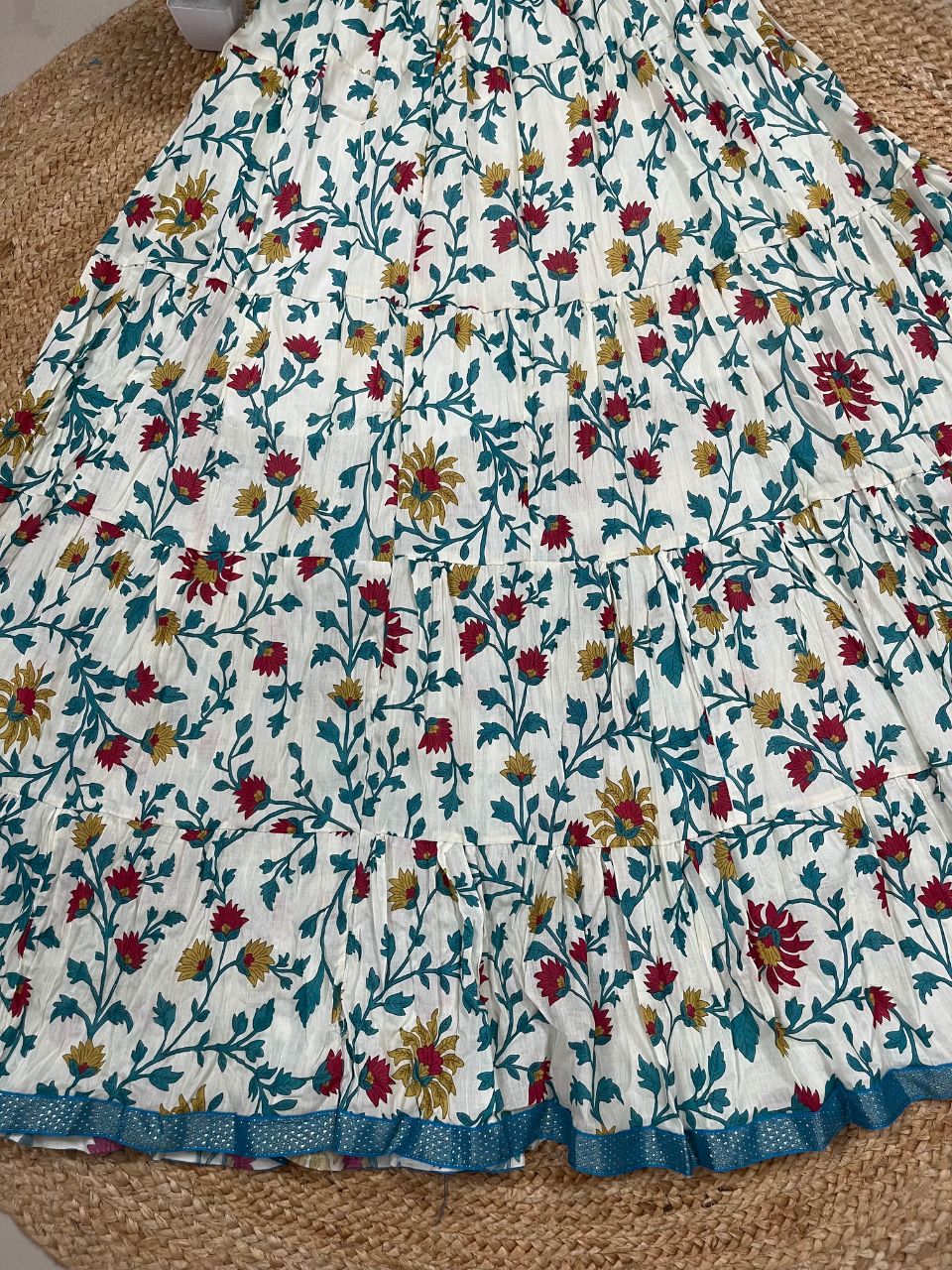 Mulmul Printed Pastel White Shaily Indian Skirt