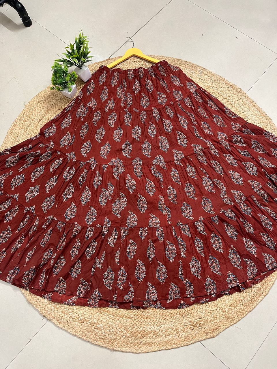 Casual Cotton Printed Brown Keri Indian Skirt