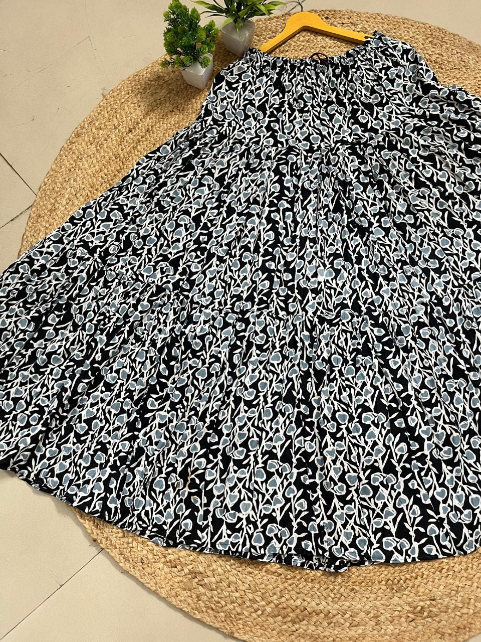 Casual Cotton Printed Black Kajol Indian Skirt