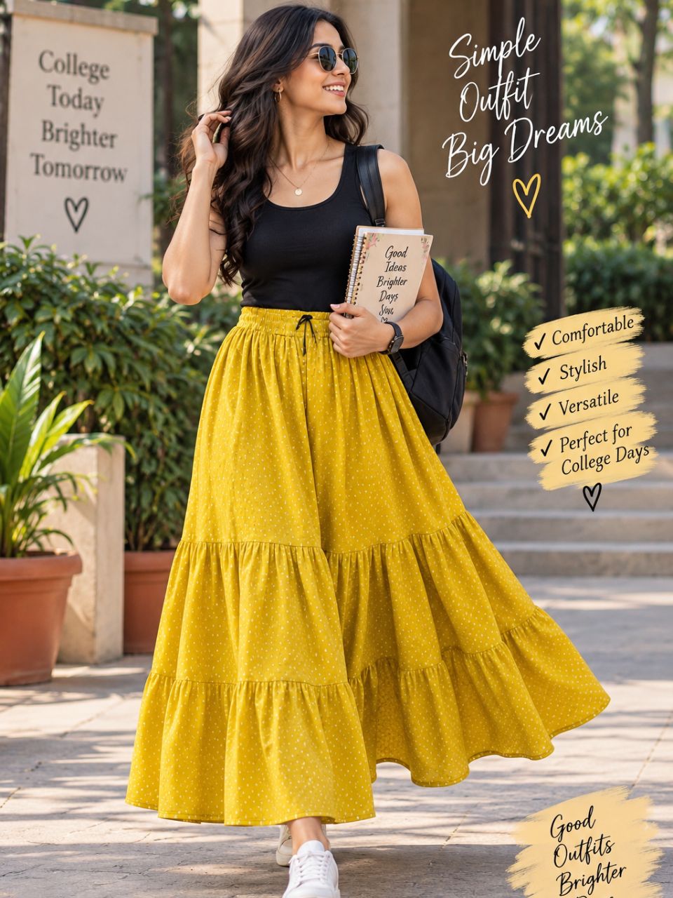 Casual Cotton Printed Yellow Yavika Indian Skirt