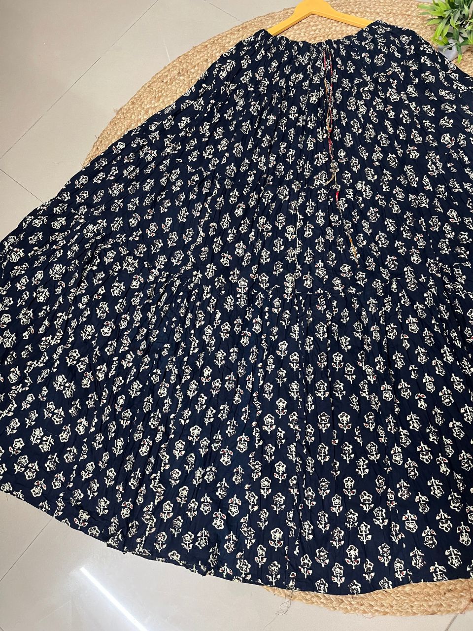 Casual Cotton Navy Blue Floral Naina Indian Skirt
