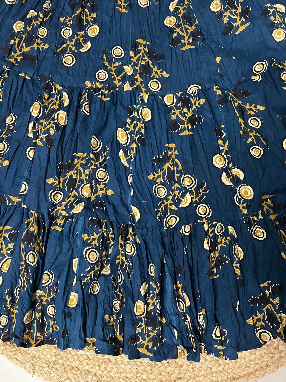 Casual Cotton Navy Blue Floral Nandini Indian Skirt