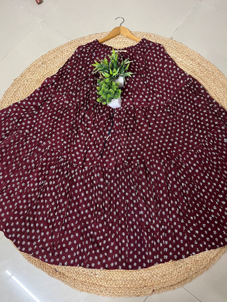 Casual Cotton Maroon Floral Mansi Indian Skirt