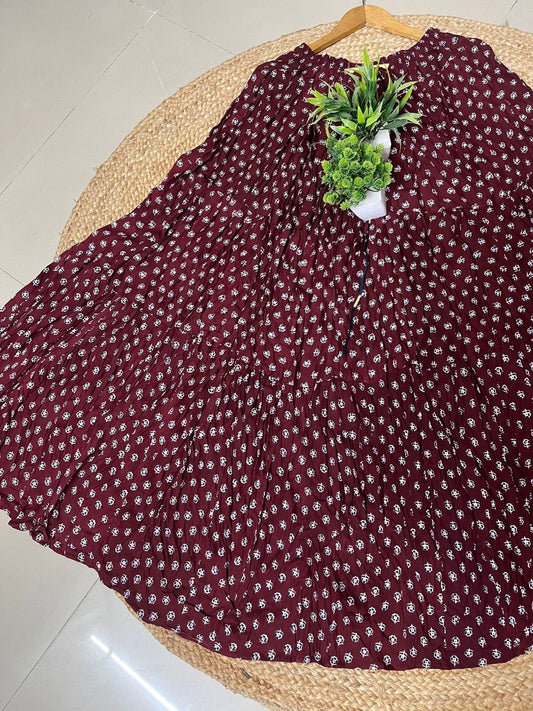 Casual Cotton Maroon Floral Mansi Indian Skirt