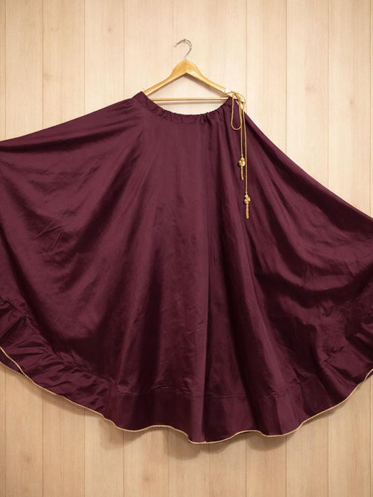 Flared Maroon Radha Silk Indian Skirt