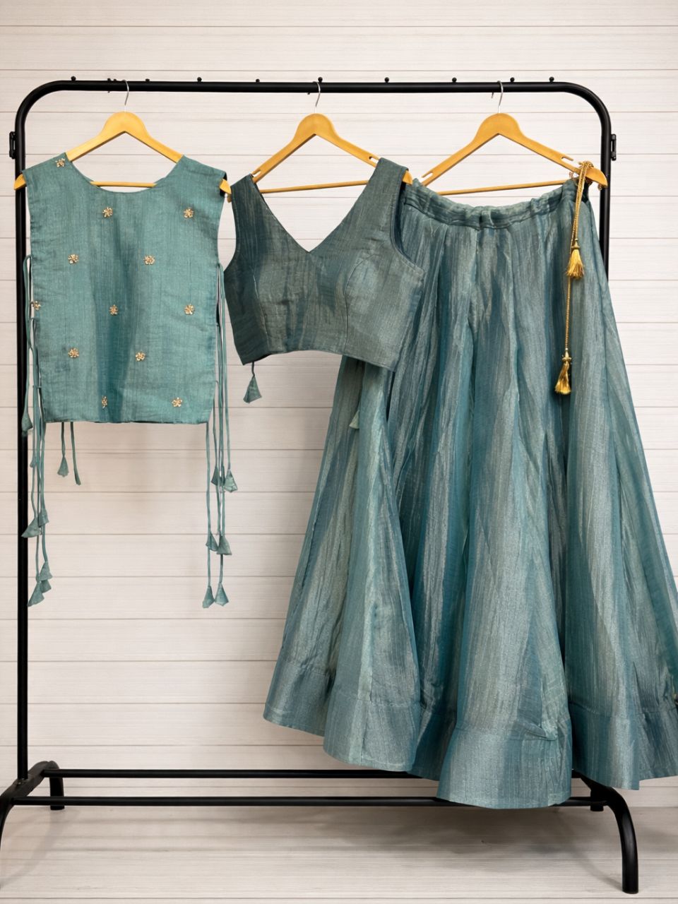 Teal Crush Tissue Gunna Wedding Lehenga