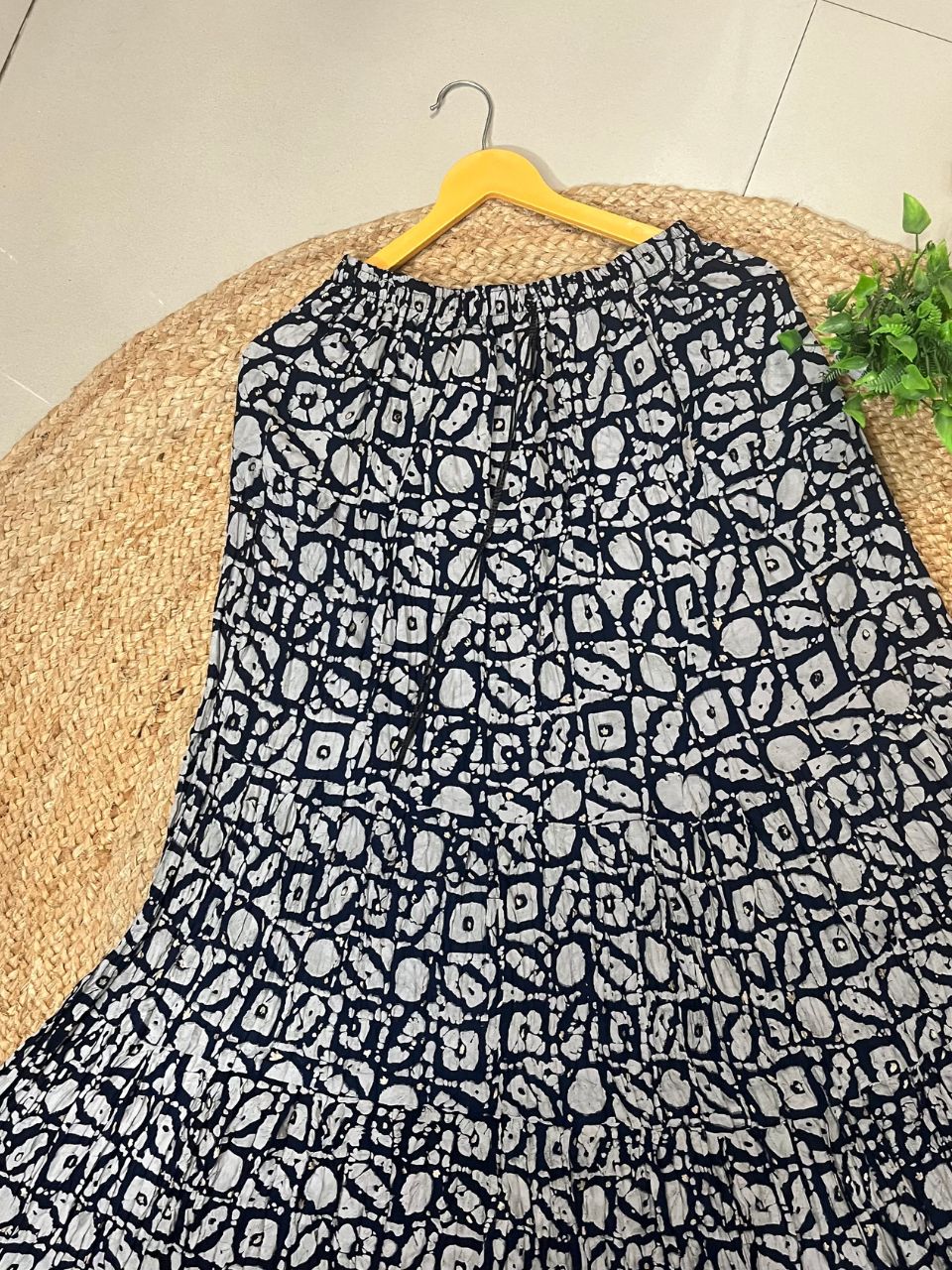 Jaipuri Tiered Cotton Navy Blue Navya Indian Skirt