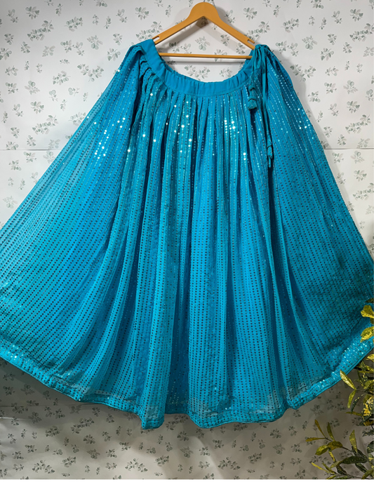 Blue Raji Sequence Skirt