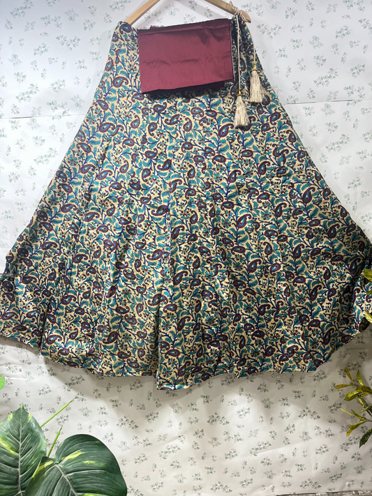 Multicolor Bangalori Silk Skirt