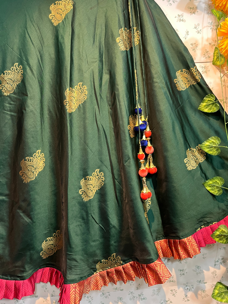 Green Greeny Silk Skirt