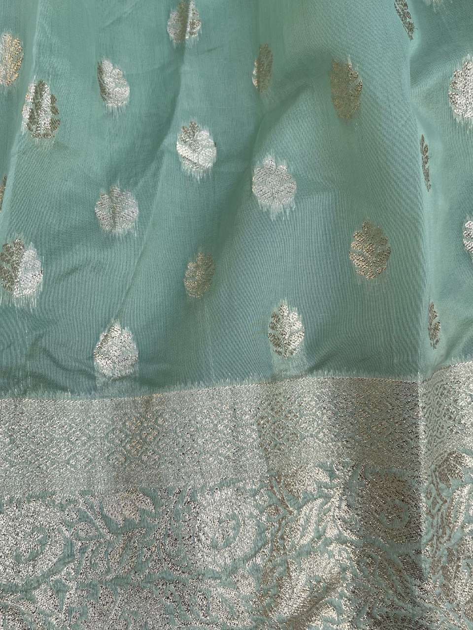 Chanderi Silk Pista Green Lehenga