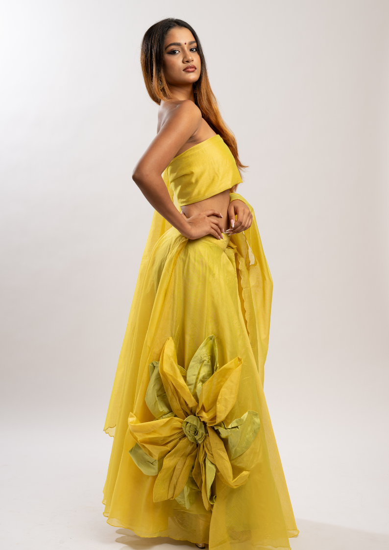 Chanderi Silk Yellow Yashi Lehenga